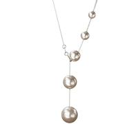 Y-Shaped Silver Pearl Necklace, 925 Sterling Silver Necklace, Unique Modern Style, Irregular Simulated Pearls, Present Box Included, Ideal For Presents And Formal Ocns