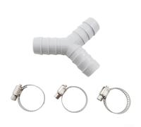 Y Splitter Hose Connector Set for Dishwasher and Washing Machine - 2 Way Plastic Adaptor with 6 Clamps - Compact Garden Hose Water Distributor