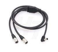 Y Splitter Power Cable Angled DC to 2 x Hirose 4 Pin for Sound Devices Recorder Zaxcom QRX100 Receiver 3.3ft (dc-2x4pin)