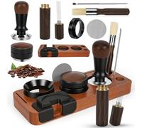 Y-Step 8 PCS Espresso Accessories Kit, 51mm Espresso Tamper Tools, with Wood Coffee Espresso Tamping Station, WDT Tool, Wood Distributor, Stirrer, Dosing Funnel, Brush, Puck Screen, Latte Art Pen