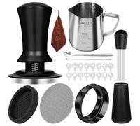 Y-Step Coffee Tamper Set - Espresso Barista Coffee Machine Accessories Set - 51mm Espresso Tamper, WDT Tool, 51mm Dosing Funnel, 51mm Puck Screen, Milk Jug, Latte Art Pen,Tamper Mat, Coffee Stencils