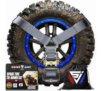 Y Strap for Spare Tire - Heavy Duty Spare Tire Strap 3 Point Ratchet for UTV, Offroad Accessories or Roof Rack | 1.6" Wide 3 Way Strap Can Secure Up to 40" Tire by Straight Jacket Crew (Grey)