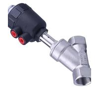 Y Type Internal Thread Angle Seat Valve - Series and Steam Pneumatic Valve, 1pcs - Stainless Steel-Copper Construction(DN25 Plastic Head)
