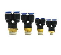 Y Type Tee Air Pneumatic Fittings Quick Connector PX4 6 8 10 12mm to Male Thread M5 1/8" 1/4" 3/8" 1/2" Standard Pipe Thread Coupler(PX12-01)