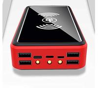 Y&W 100000Mah Power Bank Portable Solar Wireless Charger - External Battery with LED Status Indicator, High-Capacity Powerbank, for Iphone, Android, Red