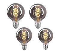 Y.W.Licht 4 Pack Vintage G80 Light Bulb Dimmable 1800K E27 Light Bulbs 6W Filament Retro Smoke Grey Glass Spiral Decorative Light 60W Equivalent for Nostalgia and Retro Lighting in Home Cafe bar
