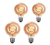 Y.W.Licht E27 LED Vintage Light Bulb 6W Dimmable Warm White 2700K Retro Screw Spiral Decorative Light 60W Equivalent G80 Amber Glass for Nostalgic Retro Lighting in Home Cafe bar Pack of 4
