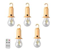 Y.W.Licht Solar Camping Lantern, LED Rechargeable, IP65 Waterproof, 3 Lighting Modes with Hanging Hook for Tent, Emergency, RV, Garden, Patio, Hiking, Pack of 5
