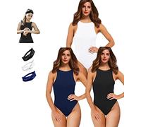 Y WJing Yi Jia 3PCS Womens Sleeveless Crew Neck Bodysuit With Thong Halter Tank Tops Shaping Bodysuits Sexy Shapewear Leotard Jumpsuits Top