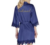 Y WJing Yi Jia Bride Robe - Womens Satin Kimono & Silk Bridal Robes for Wedding Party & Morning Bridesmaid Gowns