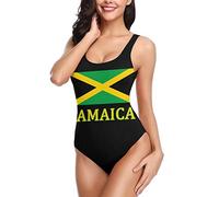 Y Y Y Jamaican Flag Women's One Piece Swimsuits Low Back Bathing Suit Bikini Swimwear, White, X-Large