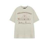Y Yellowstone Mens Beige Short Sleeve T-Shirt | Barn Graphic Tee | Vintage Western Style Top | Retro Yellowstone Apparel | Cowboy Graphic Shirt for Men