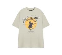 Y Yellowstone Mens Beige Short Sleeved T-Shirt | The Bunkhouse Graphic Tee | Vintage Style Crew Neck Top | Retro Yellowstone Apparel for Men