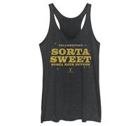 Y Yellowstone Women's Beth Dutton Racerback Tank Top Shirt, Black Heather/Sorta Sweet, XL