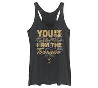 Y Yellowstone Women's Beth Dutton Racerback Tank Top Shirt, Black Heather/Trailer Park Tornado, XXL