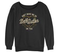 Y Yellowstone Women's Beth Dutton Slouchy French Terry Pullover Fleece, Black, Medium