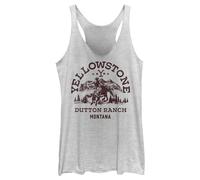 Y Yellowstone Women's Dutton Ranch Racerback Tank Top Shirt, White Heather, M