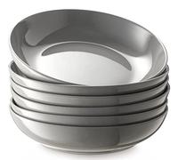 Y YHY Pasta Bowls 30oz, Large Salad Serving Bowls, Soup Bowls, Porcelain Pasta Bowls Set of 6, Microwave Dishwasher Safe, Wide and Flat, Grey