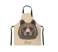 Y YIHANGBEST Bear Head Cute Face Aprons with Pockets Brown Skin Wild Animal Women/Man Apron for Kitchen Cooking Chef Server Waitress,Gifts for Adults Friend Dad Mom,27 * 31 Inch
