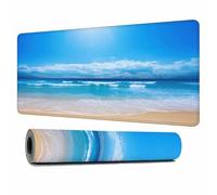 Y YIHANGBEST Coastal Ocean Beach Desk Mouse Pad Mat Bright Blue Sandy Shoreline Extended Gaming Keyboard and Work Mousepad for Computer,Home,Office 35.4"X15.7"