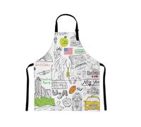 Y YIHANGBEST New York City Doodles Aprons with Pockets Liberty Broadway Coffee Museum Central Park Women/Man Apron for Kitchen Cooking Chef Server Waitress,Gifts for Adults Friend Dad Mom,27*31 Inch
