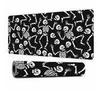 Y YIHANGBEST Skeleton Black and White Large Gaming Mouse Pad Spooky Skull and Bones Dancing Halloween Desk Mats Extended Gaming and Work Keyboard Mousepad for Computer,Home,Office 35.4"X15.7"