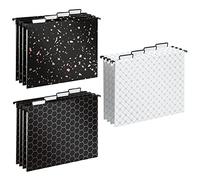 Y YOMA 12 Pack Decorative Hanging File Folders Letter Size Rose Gold File Folder Pretty Hanging Folder Organizer for Filing Cabinet Office Home with 1/5-Cut Adjustable Tabs, 3 Black Foil Design