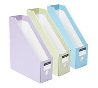 Y YOMA 6 Pack Cardboard Magazine File Holder Collapsible Magazine Holder with Labels Colored Magazine Storage Box for Desktop Shelves Document Storage Box Easy to Assemble, Pastel Design