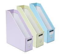 Y YOMA 6 Pack Cardboard Magazine File Holder Collapsible Magazine Holder with Labels Colored Magazine Storage Box for Desktop Shelves Document Storage Box Easy to Assemble, Pastel Design