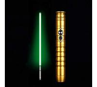 Y&Z Lightsaber - Metal Hilt Force FX Toy with 2 Sound Fonts, Rechargeable Light Saber for Kids (Gold Handle, Green)