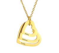 Y Z Personalized Heart Necklace with Custom Name and Birthstones, Silver Pendant Chain, Made in the UK (Gold 3 hearts)
