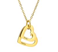 Y Z Personalized Heart Necklace with Custom Name and Birthstones, Silver Pendant Chain, Made in the UK (Gold 2 hearts)