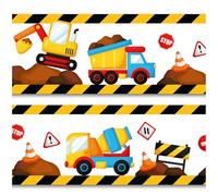 Y033 Border 15 cm x 200 cm for Children's Room Baby Room Decor Sticker Wall Border Self-Adhesive Wall Sticker for Children Girls Boys Y033 (Construction Site)