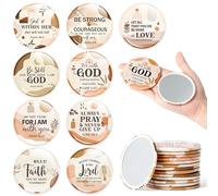 Y1tvei Bible Verse Compact Mirrors - 36Pcs Boho Christian Gifts Bulk Bible Verse Mini Compact Mirrors Inspirational Small Portable Round Pocket Makeup Mirror for Purse Church Party Favors for Women