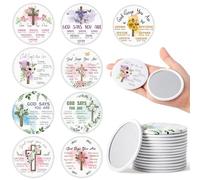 Y1tvei Christian Gifts Compact Mirror - 36Pcs Flower Cross God Say You are Bible Verse Mini Compact Mirrors Inspirational Small Portable Pocket Makeup Mirror for Purse Church Party Favors for Women