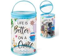 Y1tvei Clear Beach Cruise Lotion Toiletry Bag Gift Sunscreen Travel Makeup Case Waterproof PVC Cosmetic Bag Hawaiian Portable Survival Organizer Pouch for Women Girl Summer Pool Luau Party Favor