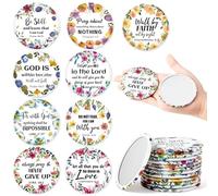 Y1tvei Pocket Mirror with Bible Verse - 36 Pieces Mini Compact Mirrors with Flower Pattern, Christian Gift, Inspirational, Small, Portable, Round, Makeup Mirror for Purse, Church, Party Gifts