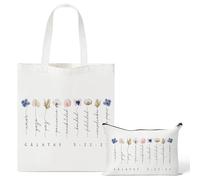 Y1tvei Spanish Floral Canvas Bag - 2Pcs Cute Watercolor Flower Print Bible Verse Canvas Tote Bag Makeup Pouch, Reusable Grocery Shopping handbag Christian Gifts for Religious Faith Church Party Favors