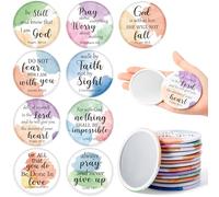 Y1tvei Watercolor Bible Compact Mirrors - 36Pcs Watercolor Bible Verse Mini Compact Mirrors Colorful Small Portable Round Pocket Mirror Christian Inspirational Church Party Favors Gifts for Women