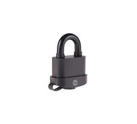 Y221B/52/125/1 - Brass Closed Shackle Padlock (51mm) - Black Outdoor Weatherproof Lock for Chain, Door, Gate, Toolbox - 3 Keys - HIGH Security