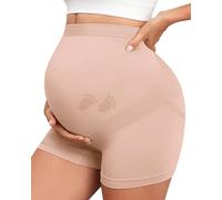Y25D Maternity Shapewear Seamless Underwear Over Bump Pregnancy Shorts High Waist Panties Under Dress Belly Support, Pink, Medium