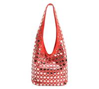 Y2k 90s Crescent Hobo Bags Women Trendy Studded PU Leather Shoulder Crossbody Purse Punk Underarm Satchels Tote Handbag, B Red, One Size