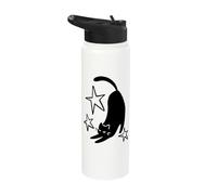 Y2K 90s Cute Sleepy Cat Tomcat Stretching Beneath the Stars Stainless Steel Insulated Water Bottle