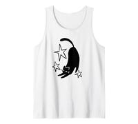 Y2K 90s Cute Sleepy Cat Tomcat Stretching Beneath the Stars Tank Top