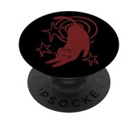 Y2K 90s Cute Sleepy Tomcat Cat Stretching under Starry Tail PopSockets Adhesive PopGrip