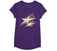 Y2K 90s Double Star Tattoo STYL T-Shirt, Girls, Purple, X-Small