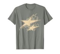 Y2K 90s Double Star Tattoo STYL T-Shirt, Men, Olive Heather, Medium