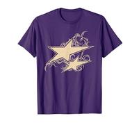 Y2K 90s Double Star Tattoo STYL T-Shirt, Men, Purple, Medium