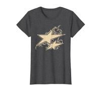 Y2K 90s Double Star Tattoo STYL T-Shirt, Women, Dark Heather Grey, XX-Large