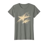 Y2K 90s Double Star Tattoo STYL T-Shirt, Women, Olive Heather, Small